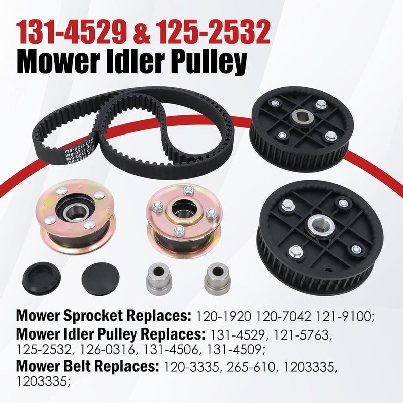 Xiaoyudou 131-4529 125-2532 Mower Idler Pulley with 120-3335 Belt & 121-9100 Sprocket Kit Fit for Toro 30" Deck Mower TimeMaster TurfMaster Walk-Behind Exmark Models Replaces 131-4509 120-1920 120-7042 - Image 2